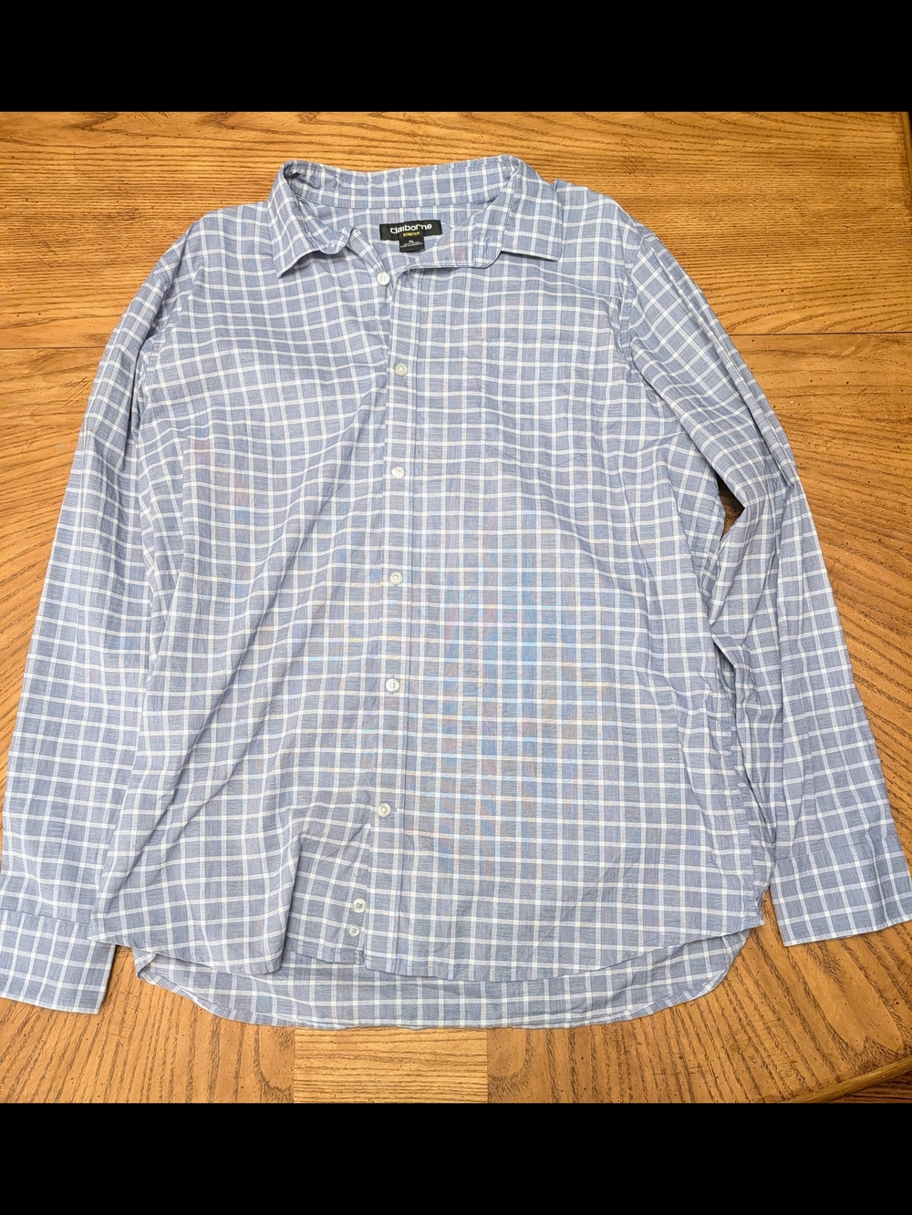 Liz Claiborne Light Blue and White Windowpane Button-Down Shirt - Men